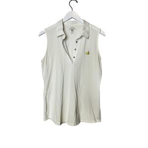 Masters PGA Golf Augusta Collared White Large Preppy Lightweight Sleeveless Polo